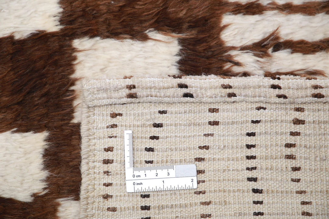Ivory Afghan Tribal Rug 2' 5" x 11' 3" Hand-Knotted | No. AT22020