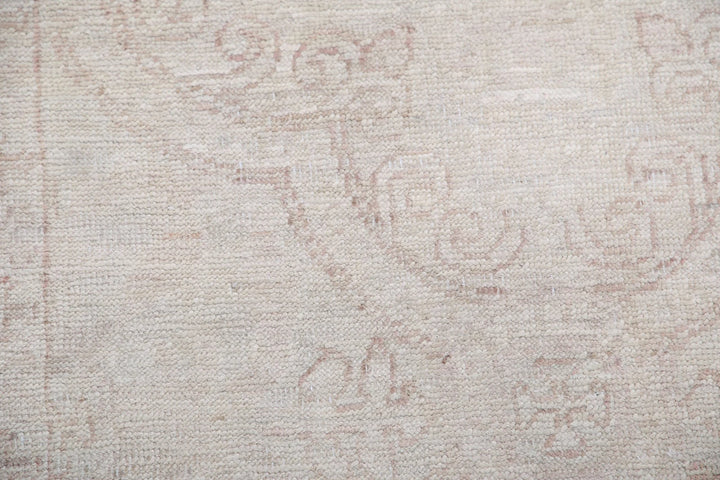 Ivory Afghan Tabriz Rug 2' 8" x 8' 0" Hand-Knotted | No. AT22083