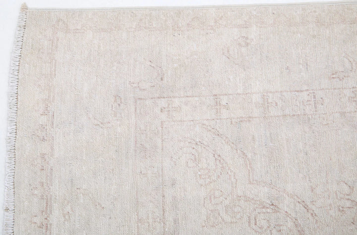 Ivory Afghan Tabriz Rug 2' 8" x 8' 0" Hand-Knotted | No. AT22083