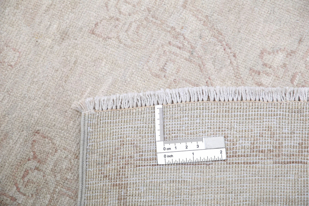 Ivory Afghan Tabriz Rug 2' 8" x 8' 0" Hand-Knotted | No. AT22083