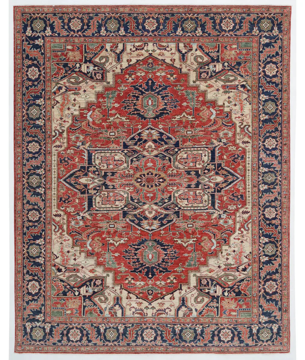 Rust Afghan Heriz Rug 7' 9" x 9' 8" Hand-Knotted | No. AT220960