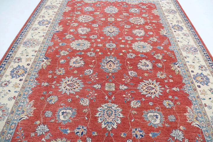 Red Afghan Ziegler Rug 9' 2" x 11' 10" Hand-Knotted | No. AT22151