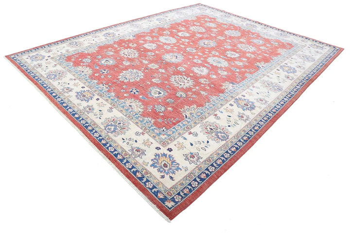 Red Afghan Ziegler Rug 9' 2" x 11' 10" Hand-Knotted | No. AT22151