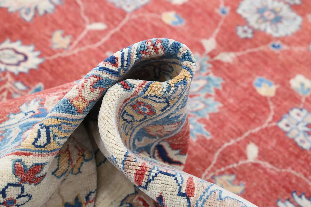 Red Afghan Ziegler Rug 9' 2" x 11' 10" Hand-Knotted | No. AT22151