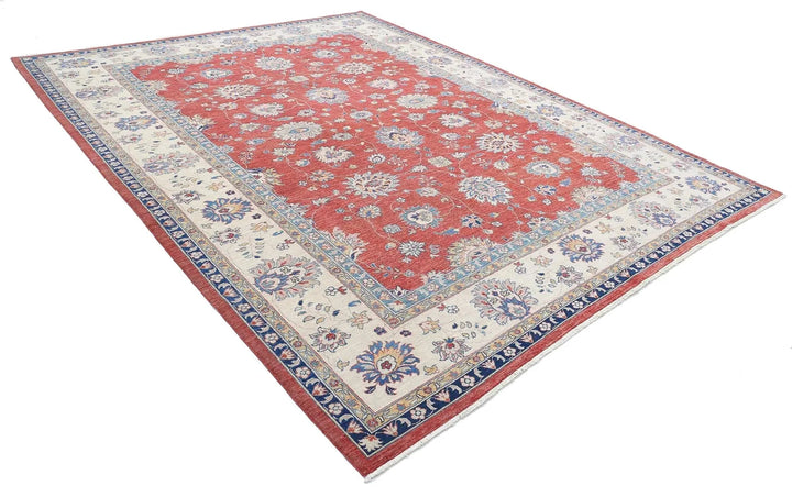 Red Afghan Ziegler Rug 9' 2" x 11' 10" Hand-Knotted | No. AT22151