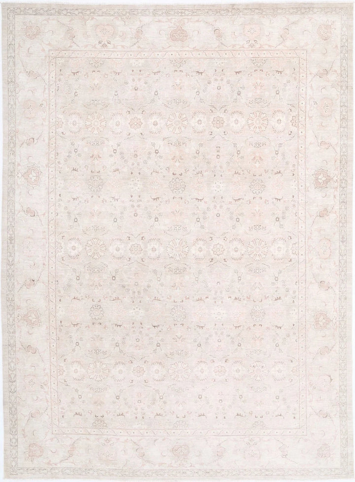 Ivory Afghan Serenity Rug 8' 10" x 12' 1" Hand-Knotted | No. AT22313