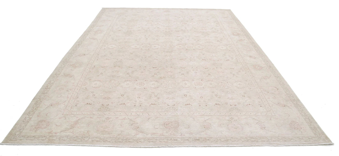 Ivory Afghan Serenity Rug 8' 10" x 12' 1" Hand-Knotted | No. AT22313