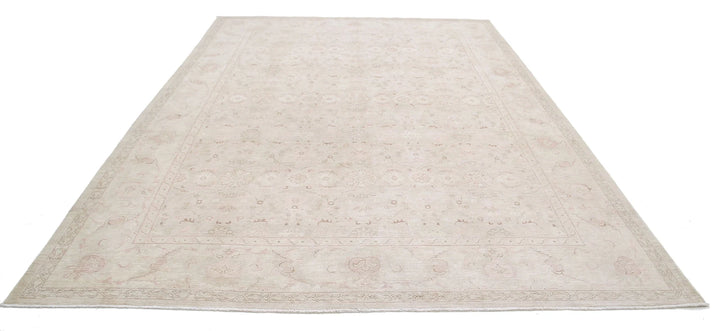 Ivory Afghan Serenity Rug 8' 10" x 12' 1" Hand-Knotted | No. AT22313