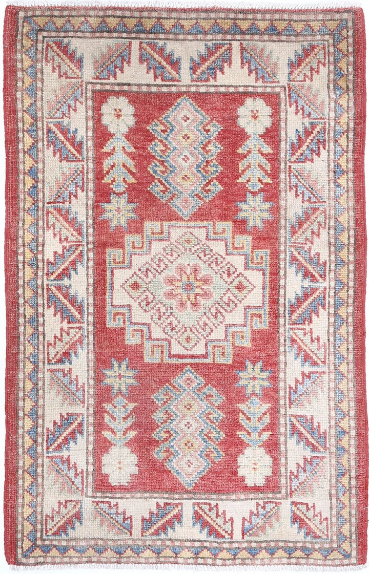 Afghan Kazak Rug 2' 2" x 3' 7" Hand-Knotted | No. AT22314
