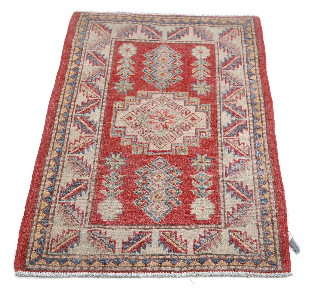 Afghan Kazak Rug 2' 2" x 3' 7" Hand-Knotted | No. AT22314