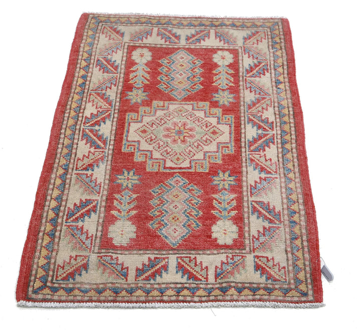 Afghan Kazak Rug 2' 2" x 3' 7" Hand-Knotted | No. AT22314
