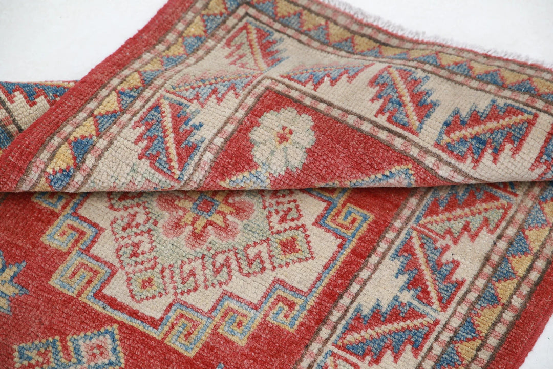 Afghan Kazak Rug 2' 2" x 3' 7" Hand-Knotted | No. AT22314
