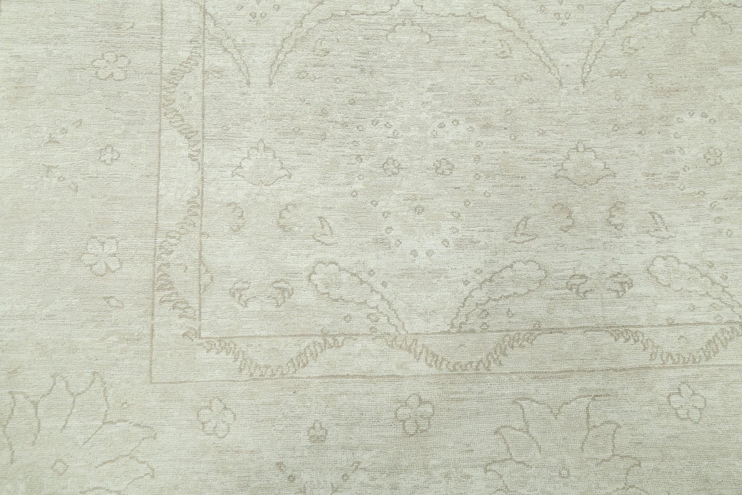 Ivory Afghan Serenity Rug 7' 9" x 9' 9" Hand-Knotted | No. AT22474