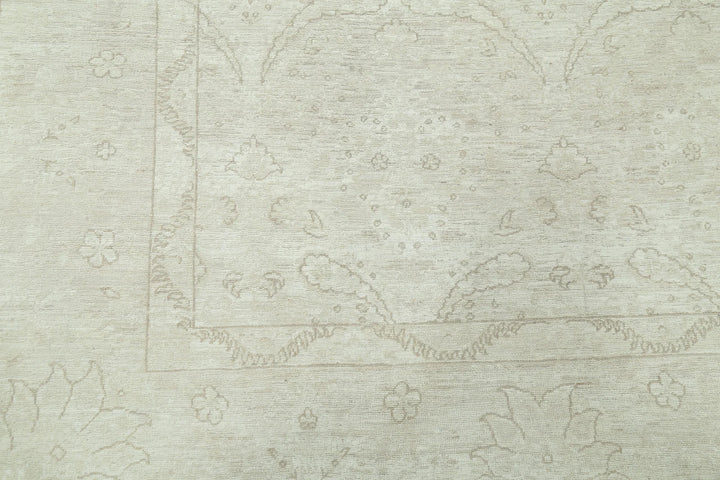 Ivory Afghan Serenity Rug 7' 9" x 9' 9" Hand-Knotted | No. AT22474