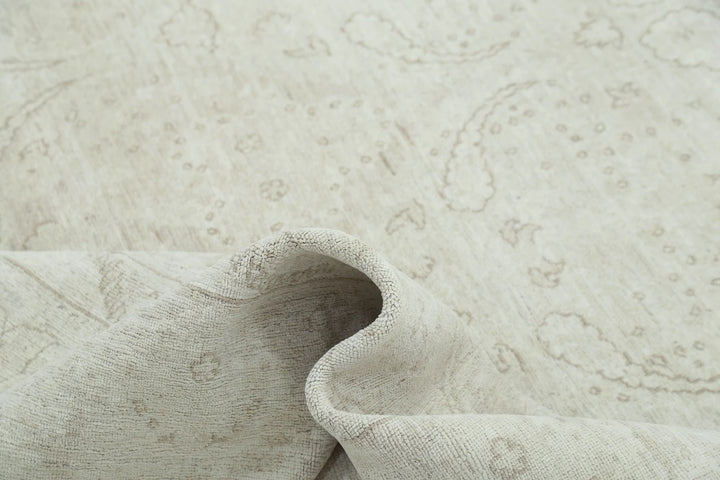Ivory Afghan Serenity Rug 7' 9" x 9' 9" Hand-Knotted | No. AT22474