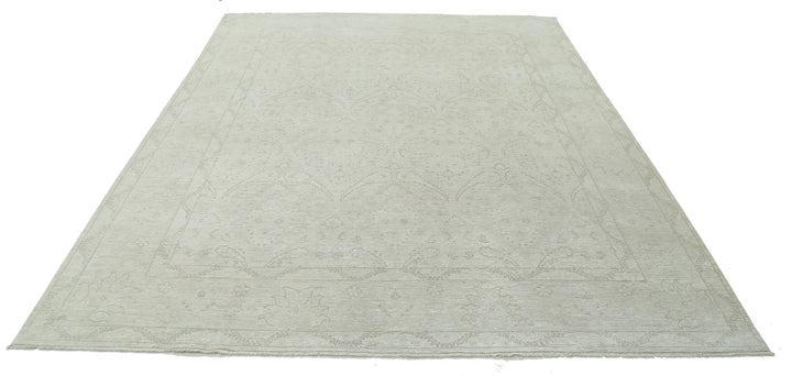 Ivory Afghan Serenity Rug 7' 9" x 9' 9" Hand-Knotted | No. AT22474