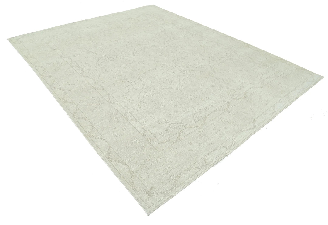Ivory Afghan Serenity Rug 7' 9" x 9' 9" Hand-Knotted | No. AT22474