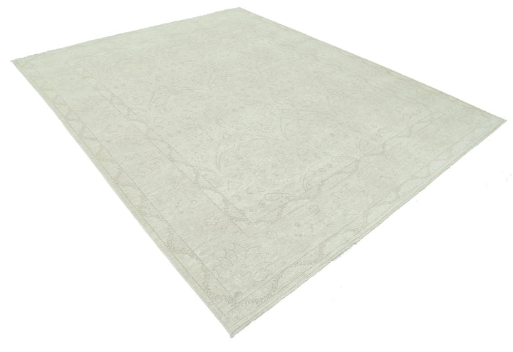 Ivory Afghan Serenity Rug 7' 9" x 9' 9" Hand-Knotted | No. AT22474