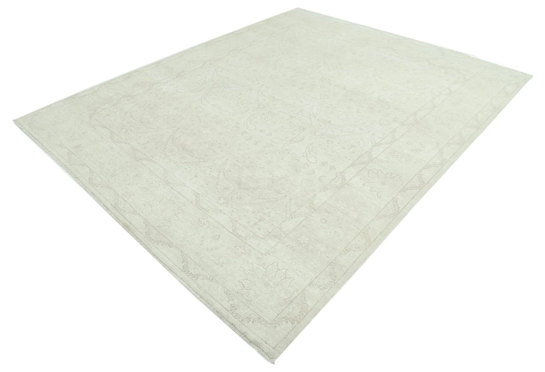 Ivory Afghan Serenity Rug 7' 9" x 9' 9" Hand-Knotted | No. AT22474