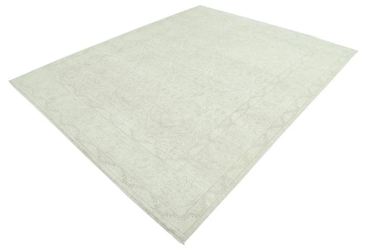 Ivory Afghan Serenity Rug 7' 9" x 9' 9" Hand-Knotted | No. AT22474