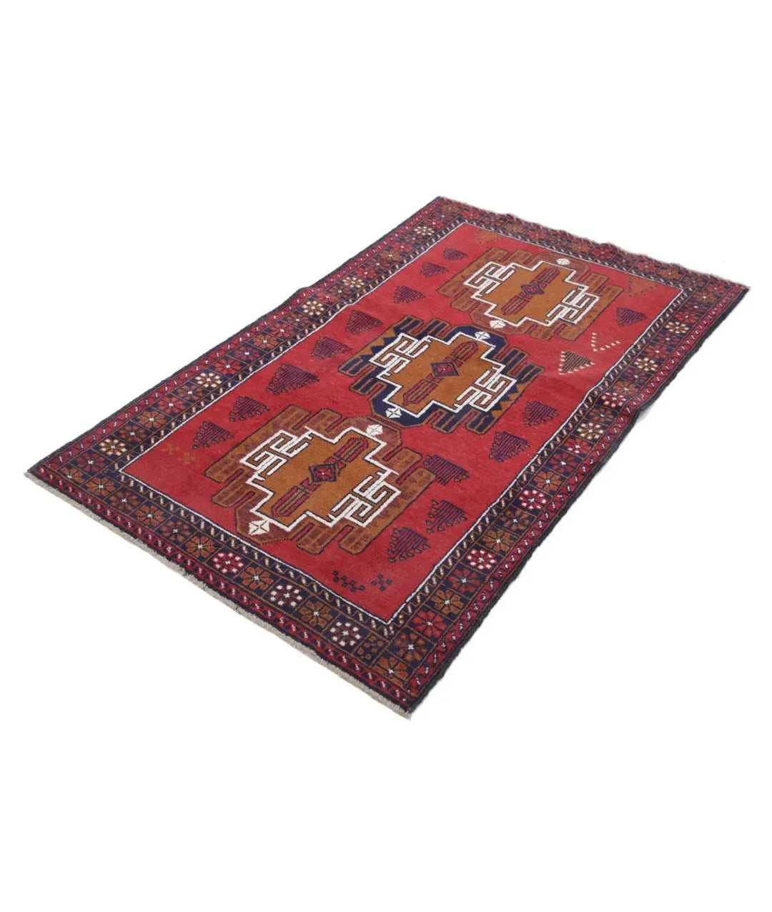 Afghan Tribal Rug 3' 5" x 5' 9" Hand-Knotted | No. AT22476