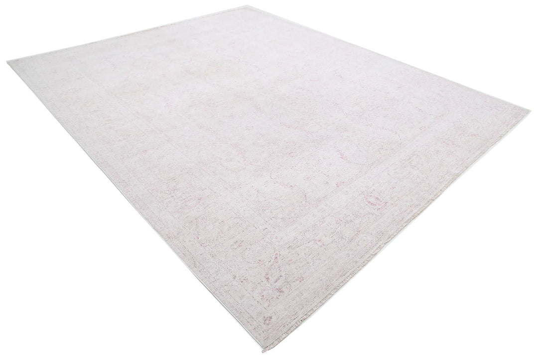 Ivory Afghan Serenity Rug 9' 1" x 11' 2" Hand-Knotted | No. AT22489