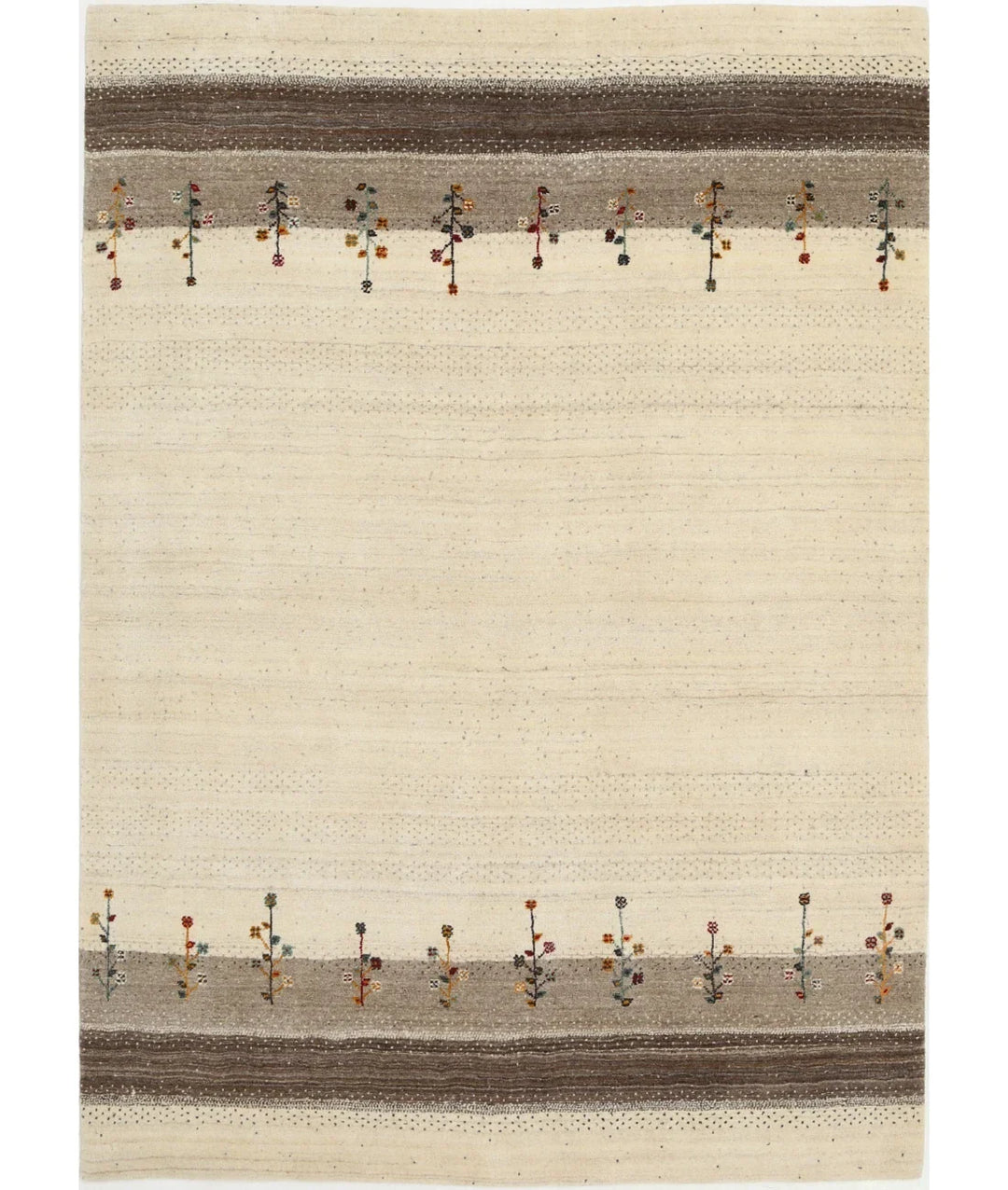 Ivory Indian Oriental Rug 5' 7" x 7' 9" Hand-Knotted | No. AT225697
