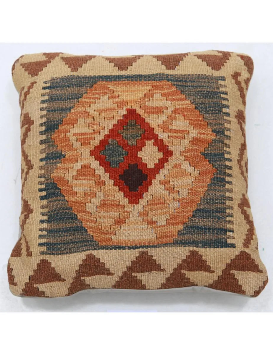 Afghan Tribal Pillow 1' 5" x 1' 5" Hand-Woven | No. AT22623