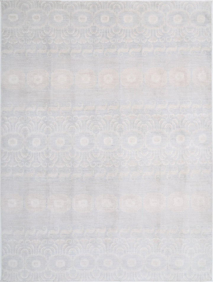Grey Afghan Oriental Rug 8' 9" x 11' 3" Hand-Knotted | No. AT22656
