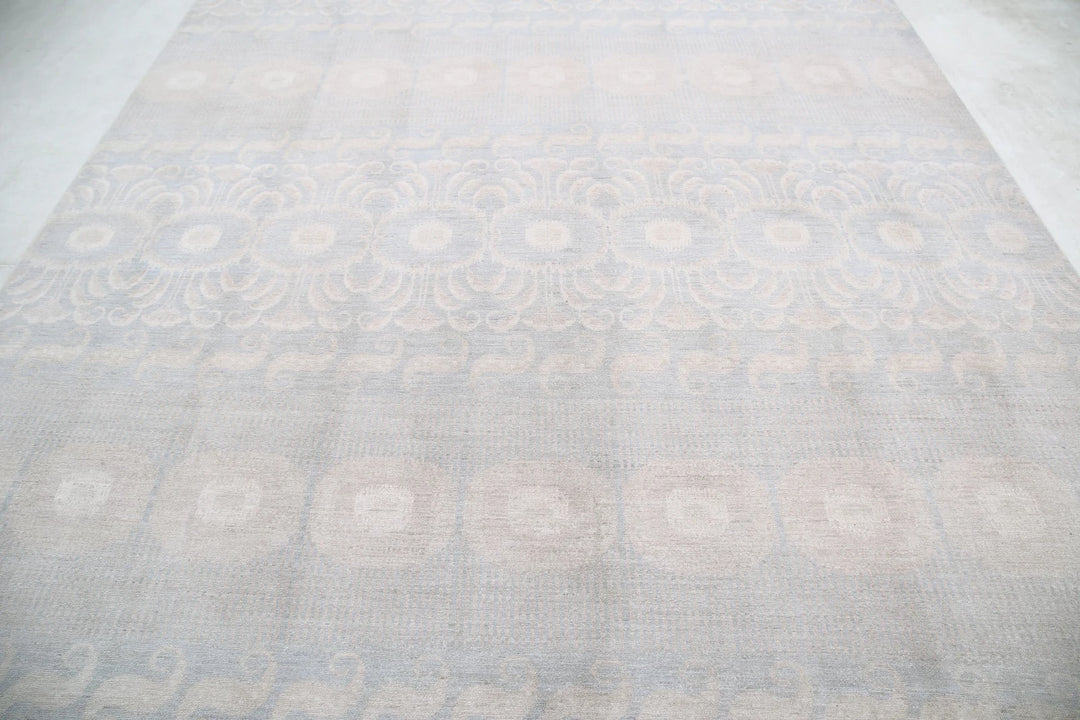 Grey Afghan Oriental Rug 8' 9" x 11' 3" Hand-Knotted | No. AT22656