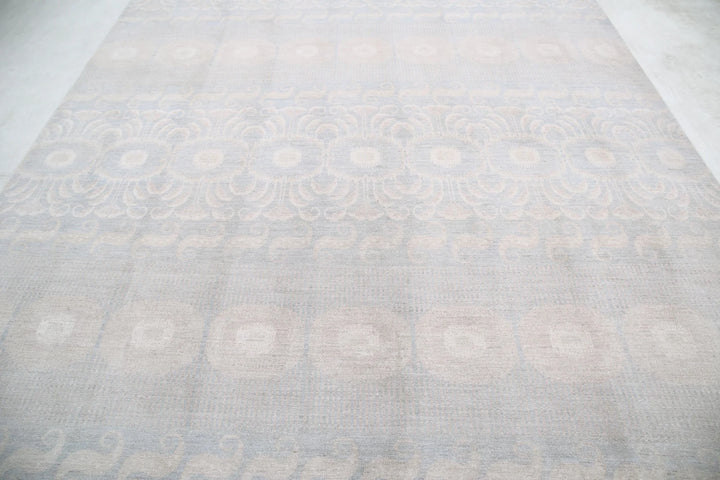 Grey Afghan Oriental Rug 8' 9" x 11' 3" Hand-Knotted | No. AT22656