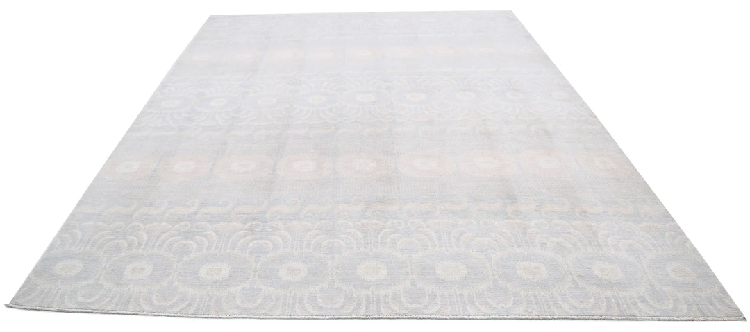 Grey Afghan Oriental Rug 8' 9" x 11' 3" Hand-Knotted | No. AT22656