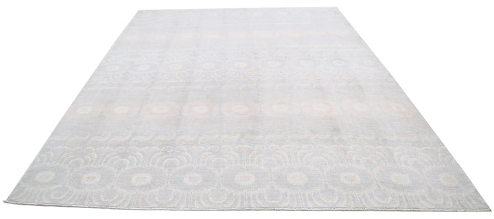 Grey Afghan Oriental Rug 8' 9" x 11' 3" Hand-Knotted | No. AT22656