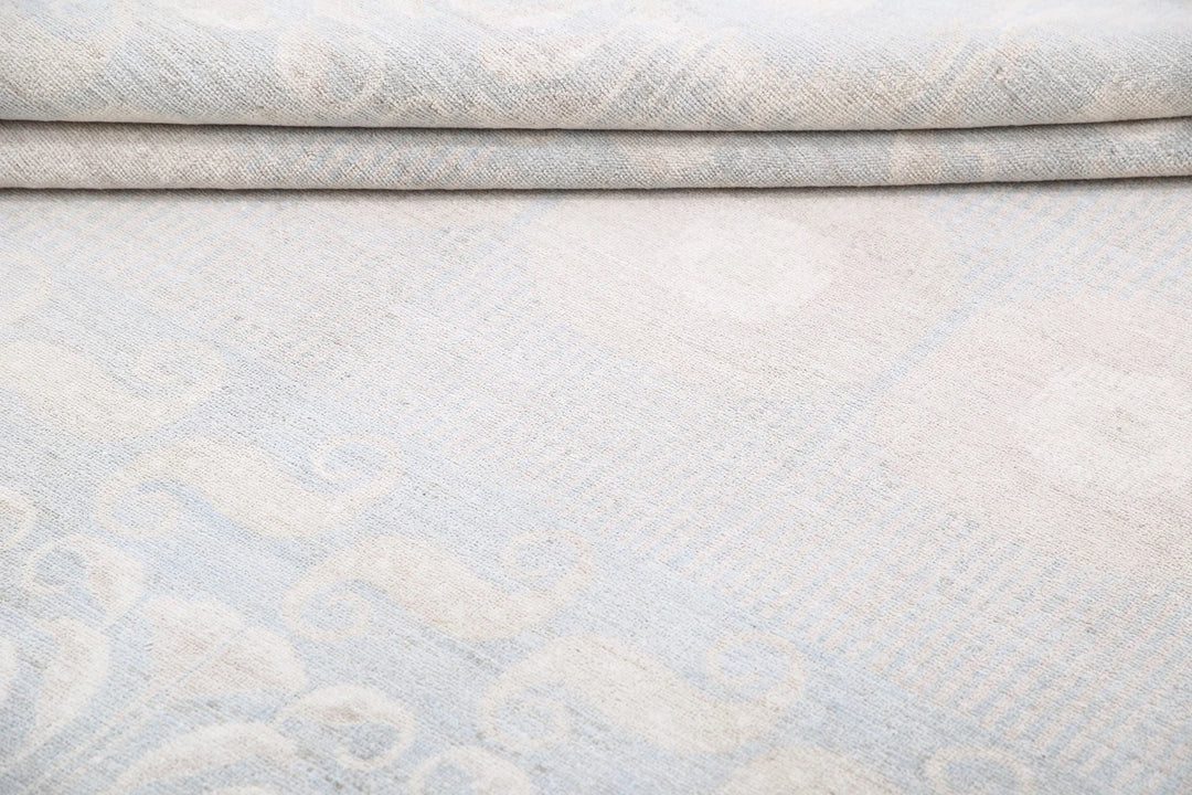 Grey Afghan Oriental Rug 8' 9" x 11' 3" Hand-Knotted | No. AT22656