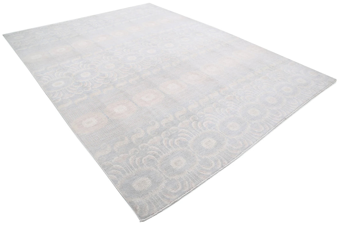 Grey Afghan Oriental Rug 8' 9" x 11' 3" Hand-Knotted | No. AT22656
