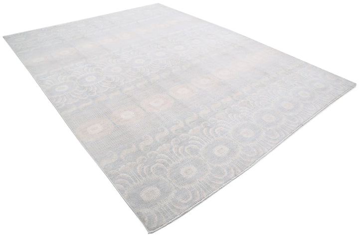 Grey Afghan Oriental Rug 8' 9" x 11' 3" Hand-Knotted | No. AT22656
