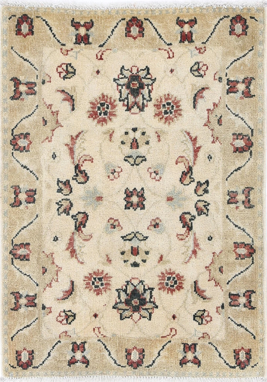 Beige Indian Ziegler Rug 2' 0" x 2' 10" Hand-Knotted | No. AT22686