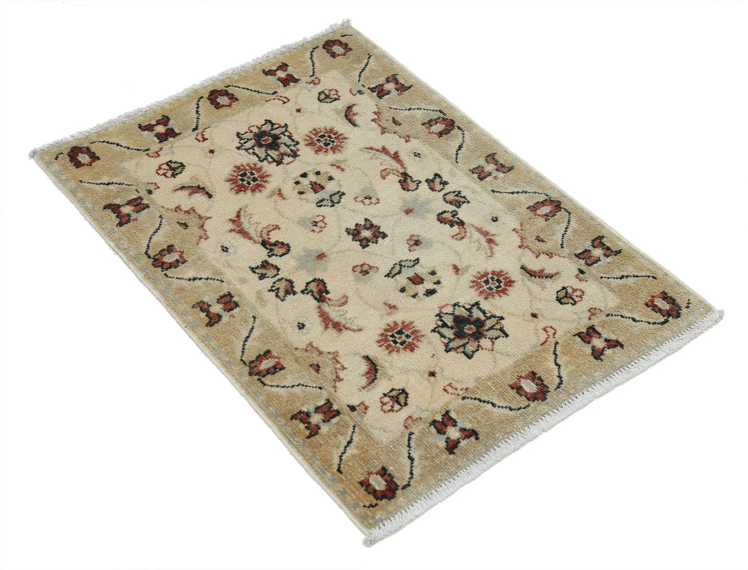 Beige Indian Ziegler Rug 2' 0" x 2' 10" Hand-Knotted | No. AT22686