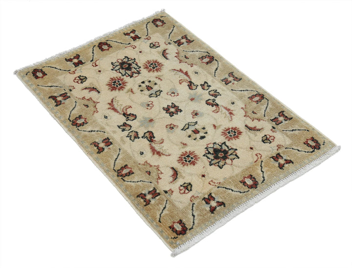 Beige Indian Ziegler Rug 2' 0" x 2' 10" Hand-Knotted | No. AT22686