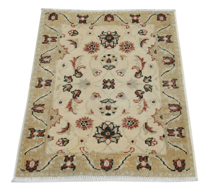 Beige Indian Ziegler Rug 2' 0" x 2' 10" Hand-Knotted | No. AT22686