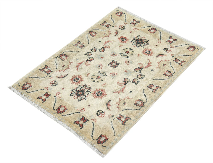 Beige Indian Ziegler Rug 2' 0" x 2' 10" Hand-Knotted | No. AT22686