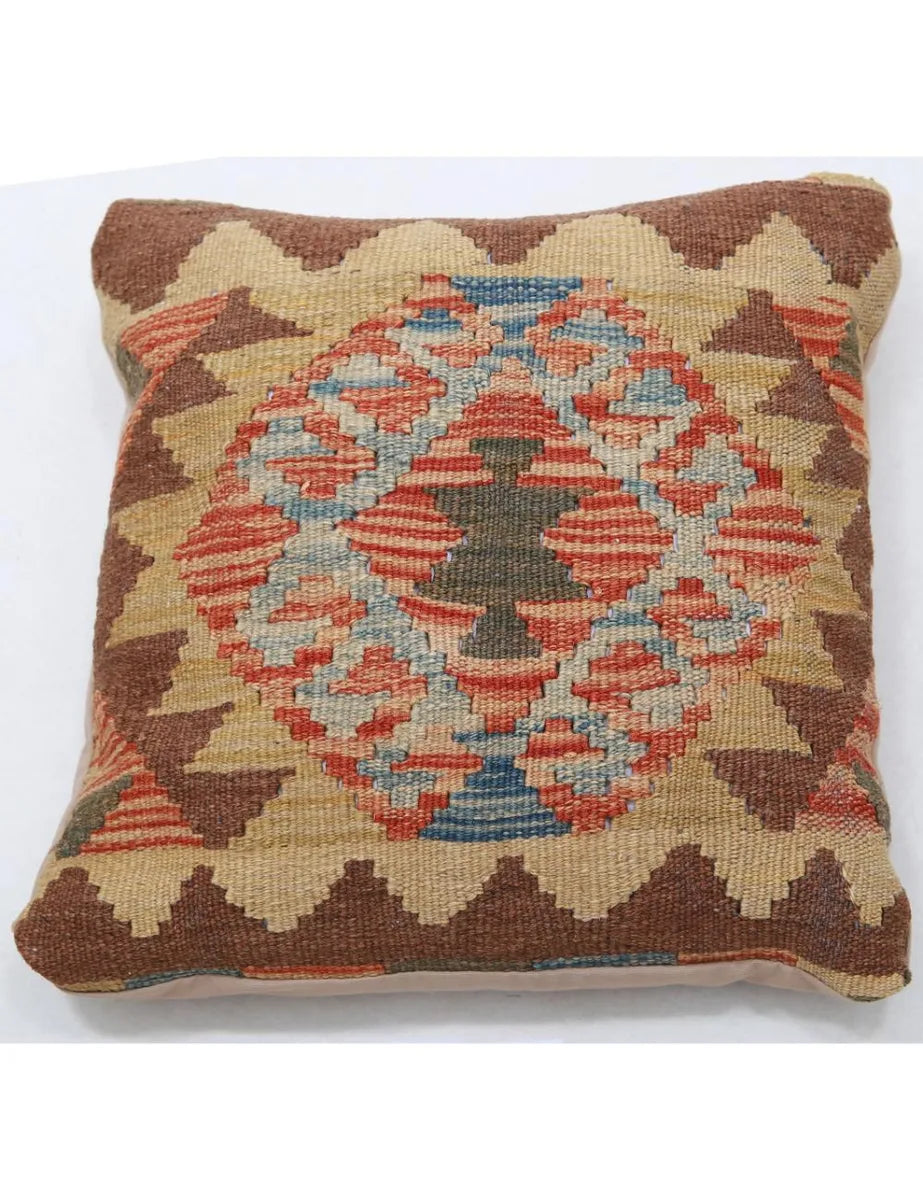 Afghan Tribal Pillow 1' 5" x 1' 5" Hand-Woven | No. AT22697