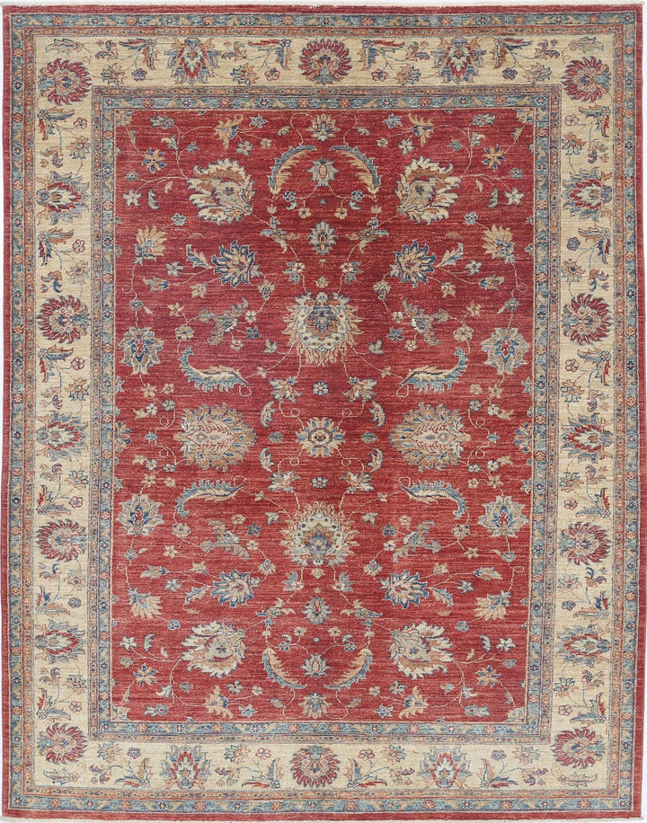 Red Afghan Ziegler Rug 5' 9" x 7' 10" Hand-Knotted | No. AT22797