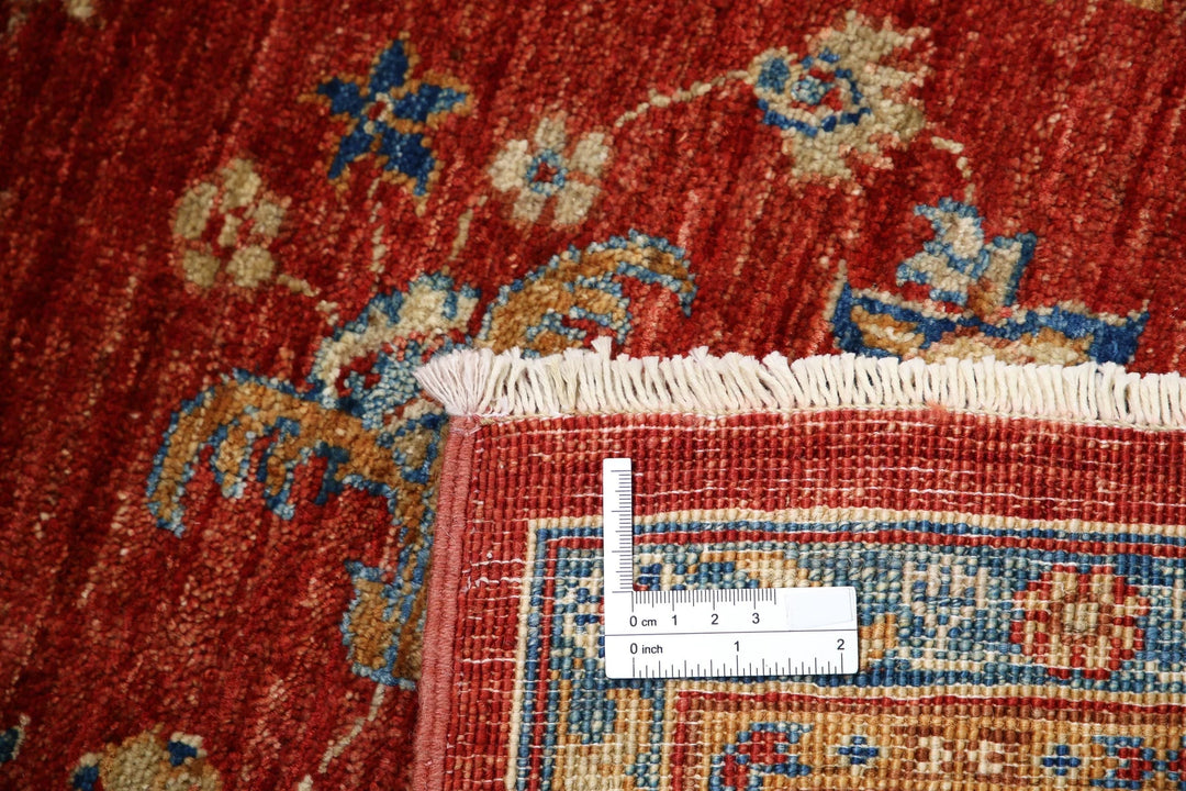 Red Afghan Ziegler Rug 5' 9" x 7' 10" Hand-Knotted | No. AT22797