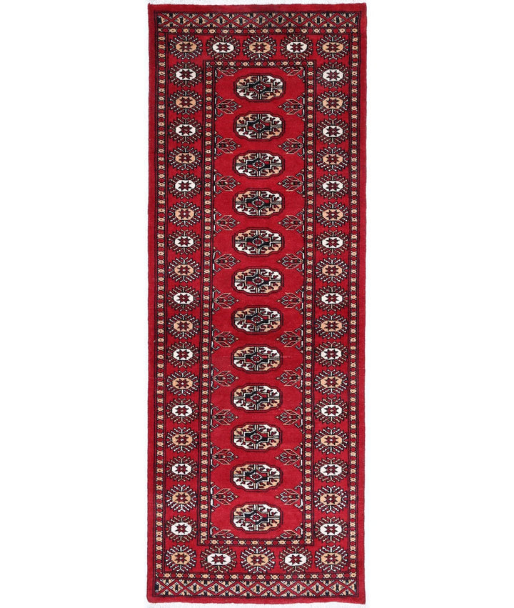 Red Pakistani Bokhara Rug 2' 1" x 6' 2" Hand-Knotted | No. AT22818