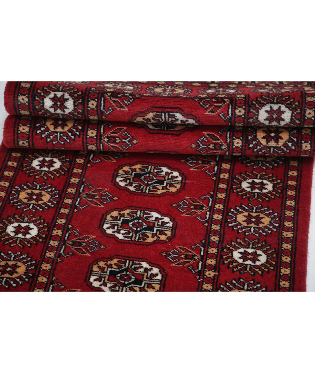 Red Pakistani Bokhara Rug 2' 1" x 6' 2" Hand-Knotted | No. AT22818
