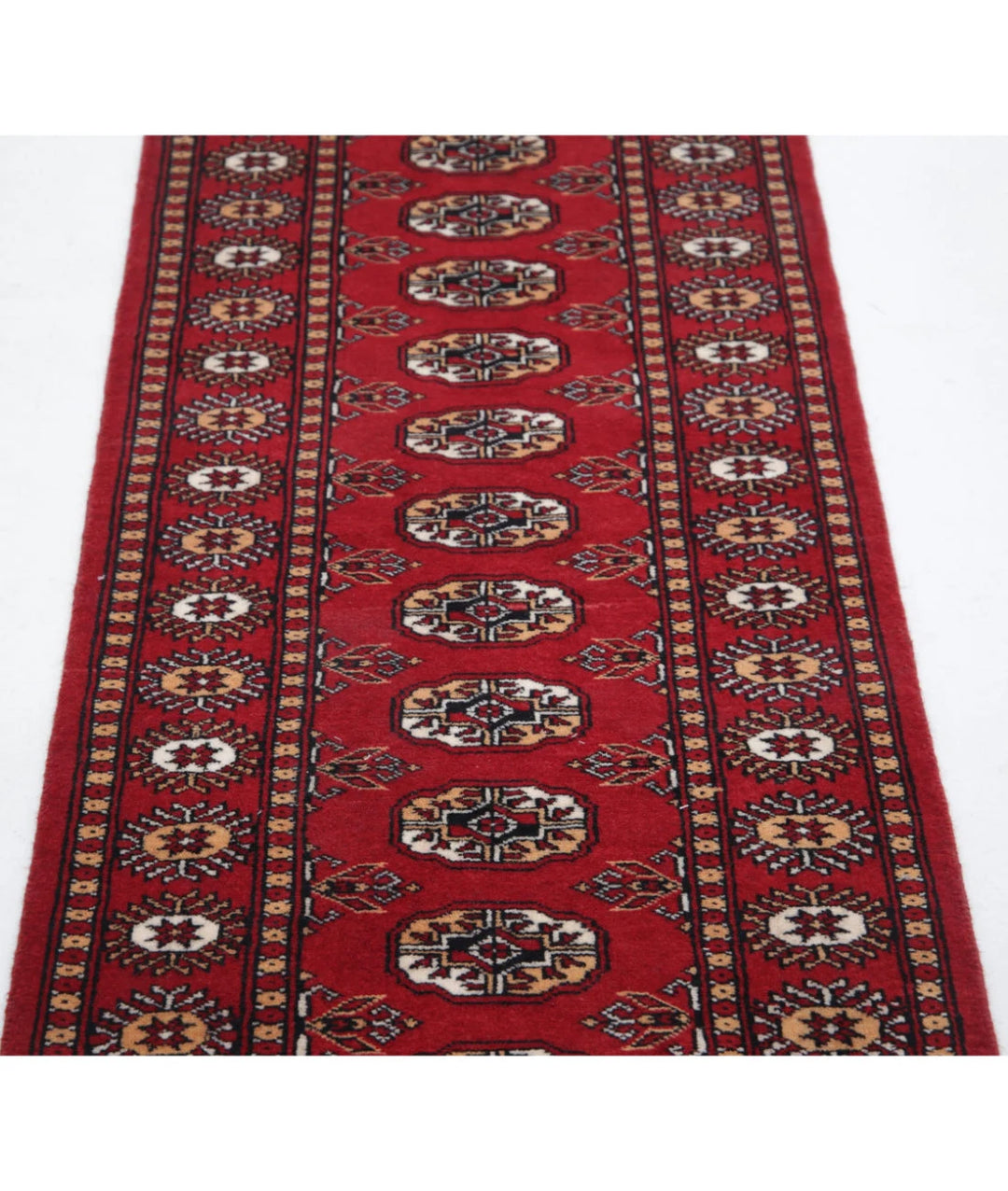 Red Pakistani Bokhara Rug 2' 1" x 6' 2" Hand-Knotted | No. AT22818