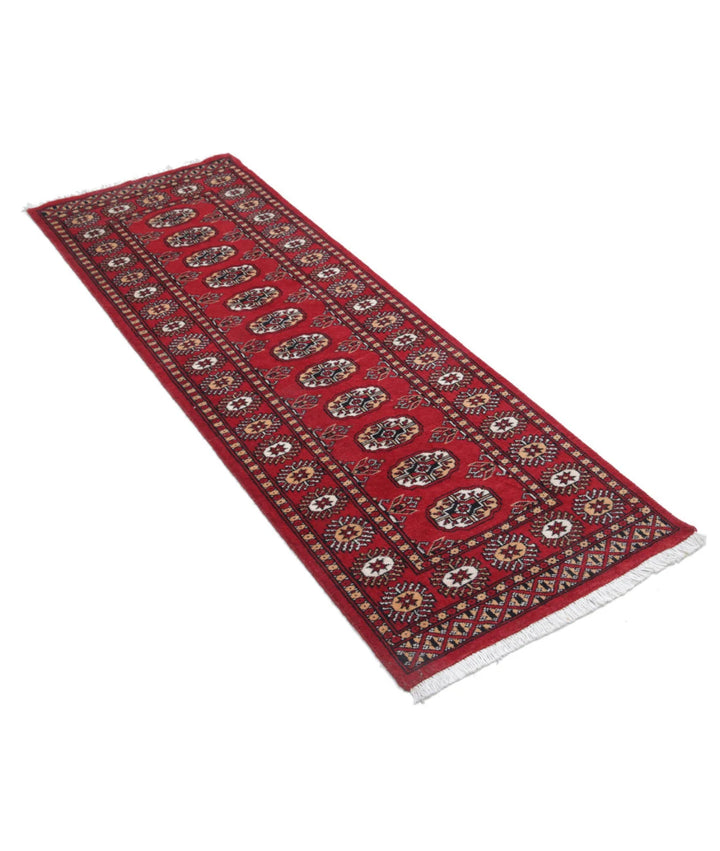 Red Pakistani Bokhara Rug 2' 1" x 6' 2" Hand-Knotted | No. AT22818
