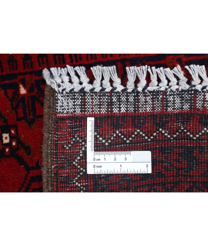 Red Afghan Khamyab Rug 3' 1" x 4' 9" Hand-Knotted | No. AT22835