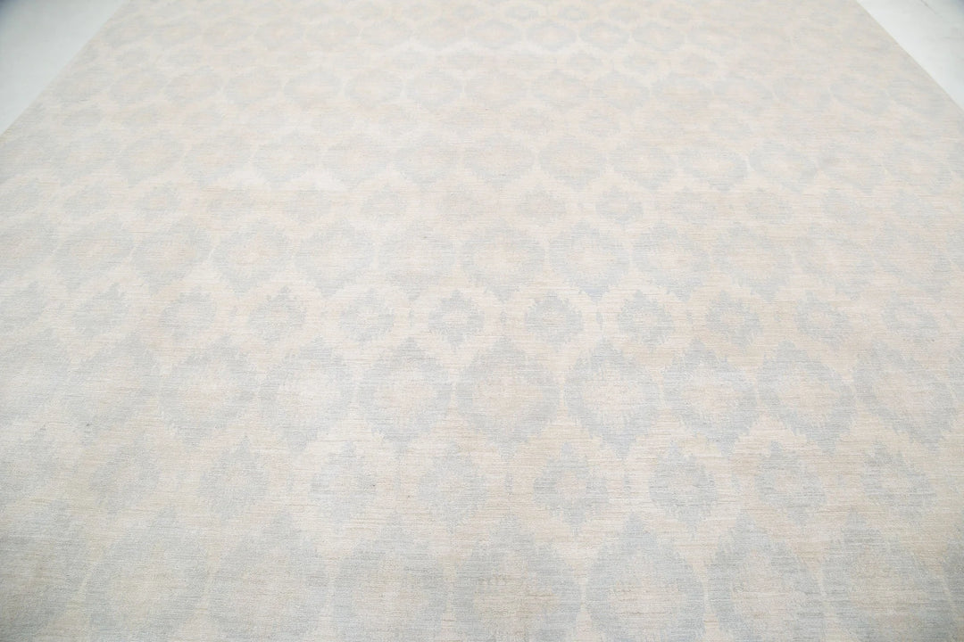 Ivory Afghan Serenity Rug 12' 6" x 17' 1" Hand-Knotted | No. AT23025